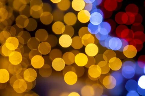 Background blurred abstraction of colored lanterns and decorations. bokeh tex Stock Photos