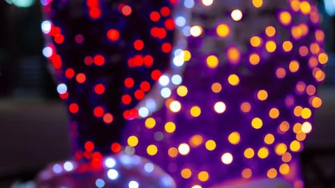 Background blurred abstraction of colored lanterns and decorations. bokeh tex Stock Photos