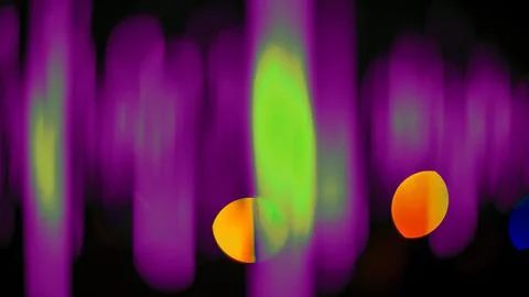 Background blurred abstraction of colored lanterns and decorations. bokeh tex Stock Photos