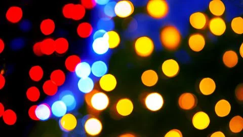Background blurred abstraction of colored lanterns and decorations. bokeh tex Stock Photos