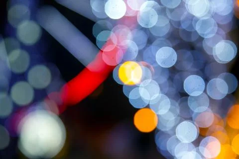 Background blurred abstraction of colored lanterns and decorations. bokeh t.. Stock Photos