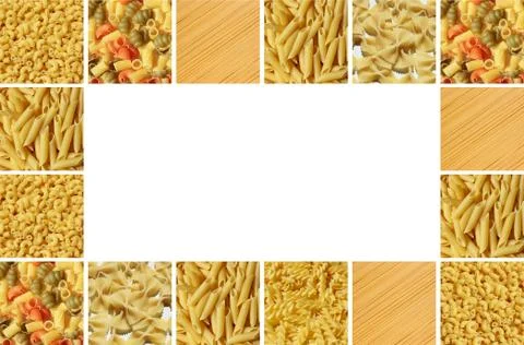 Background board from raw pasta Stock Photos