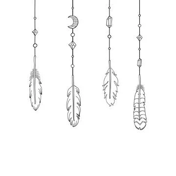 Background with boho feathers. Stock Illustration