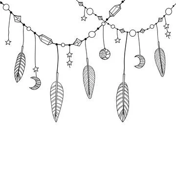 Background with boho feathers. Stock Illustration