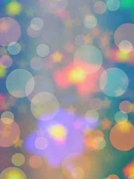 Background. Bokeh of bubbles or snow, stars, colorful vivid lights celebrations. Stock Illustration