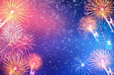Background bokeh firework red colorful celebration Stock Illustration