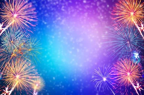 Background bokeh firework red colorful celebration Illustrazione stock