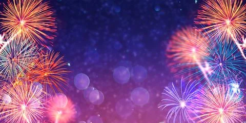 Background bokeh firework red colorful celebration Stock Illustration