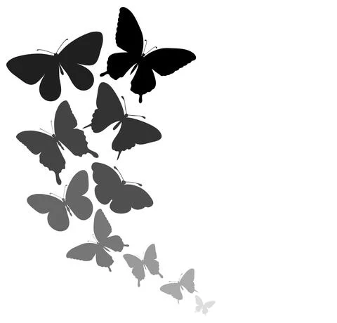Background with a border of butterflies flying Stock Illustration