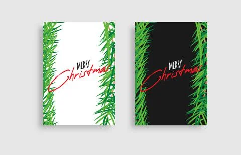 Background with Border of Realistic Looking Christmas Tree Branches Stock Illustration