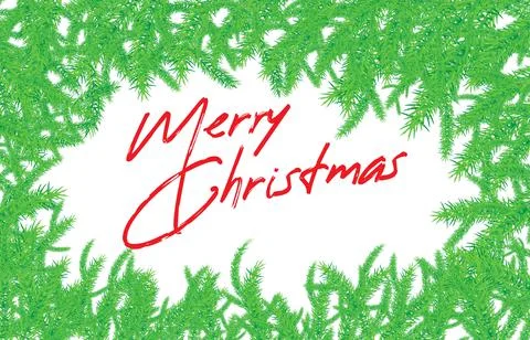 Background with Border of Realistic Looking Christmas Tree Branches . Merry C Stock Illustration