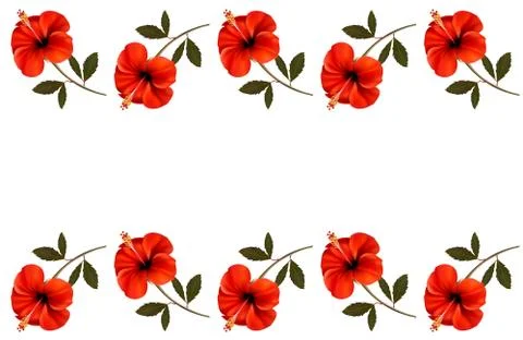Background with a border of red flowers. vector. Stock Illustration