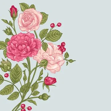 Background with a bouquet of roses. 스톡 일러스트