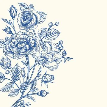 Background with a bouquet of roses. Illustrazione stock