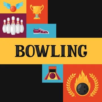 Background with bowling items. Image for advertising booklets, banners and Stock Illustration