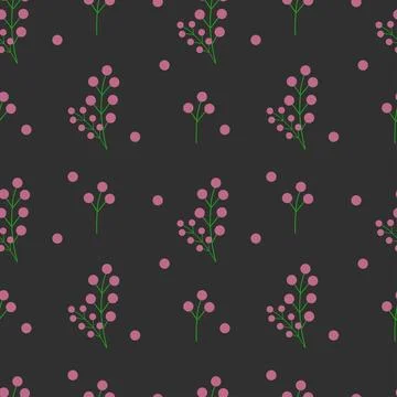 Background with a branch of red berries on a black background. Wallpaper. Stock Illustration