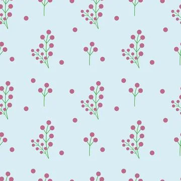 Background with a branch of red berries on a blue background. Wallpaper. Stock Illustration