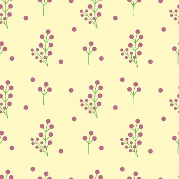 Background with a branch of red berries on a yellow background. Wallpaper. Stock Illustration
