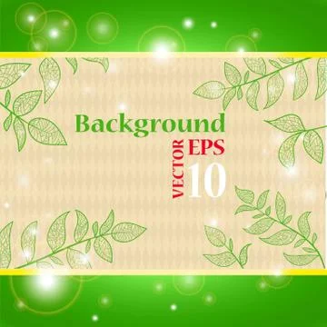 Background with branches and leaves Stock Illustration