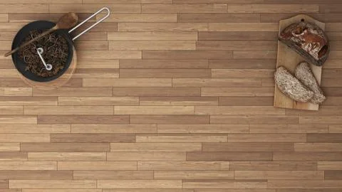 Background with bread and cous cous, top view Stock Illustration