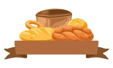 Background with bread. Image for bakeries and groceries. Healthy food. Stock Illustration