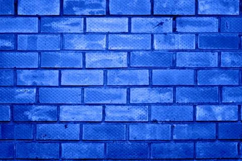 Background of brick wall pattern texture. Blue toned. Stock Photos