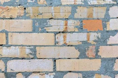 Background bricks wall smeared with mortar cement Stock Photos