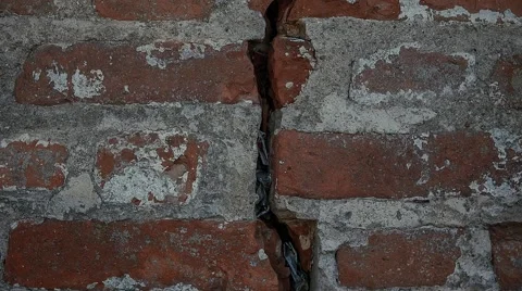 Background, brickwork, wall, crack in the wall Stock Footage 55806216