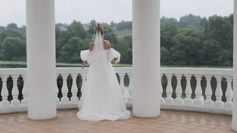  background bride goes with her back to the camera Stock Footage 162032586