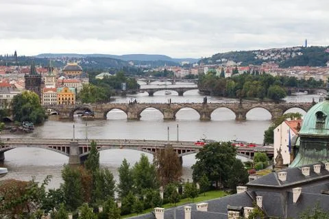 Background of the bridges of prague Stock Photos
