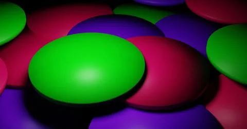 Background of bright, colored discs, abstraction, 3d render Stock Illustration