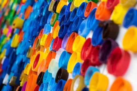 Background of bright colored plastic plugs Stock Photos