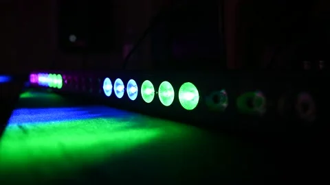 Background bright flashing colored lights holiday illumination on disco Stock Footage 143983589