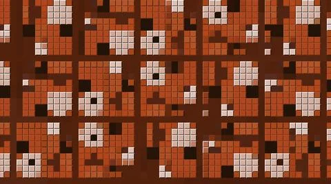 Background with bright pixel pattern changing in squares. Motion. Stylish pixel Stock Illustration