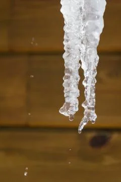 Background of bright transparent icicles in the sunlight Stock Photos