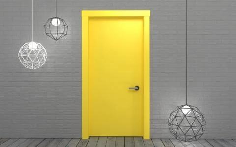 Background with a bright yellow door Stock Illustration