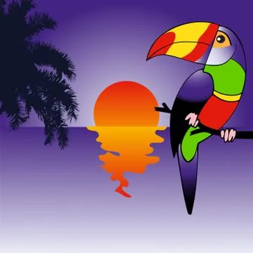 Background with brightly colored parrot 스톡 일러스트