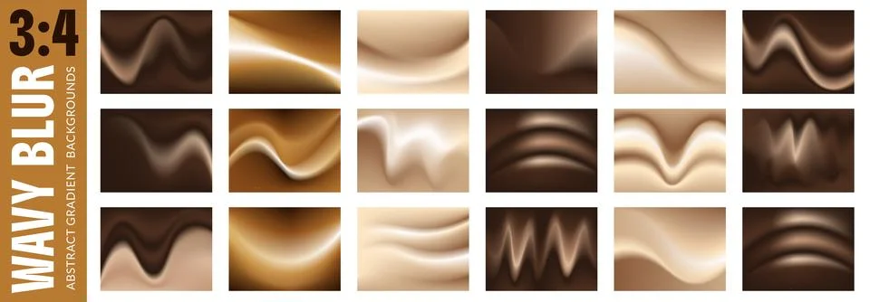 Background brown coffee set of gradient tiles with cream waves. Neutral colors Stock Illustration
