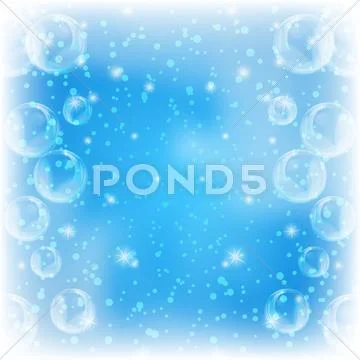 Background, bubbles on blue Stock Illustration