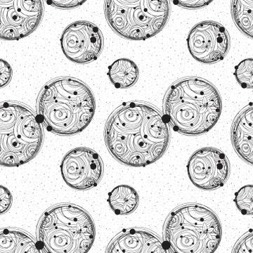 Background from bubbles with intricate floral patterns Stock Illustration