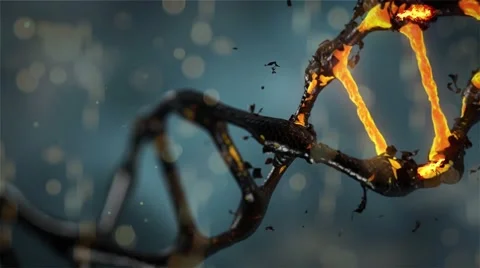 Background of burning broken DNA chain human genome Stock Footage 146026959