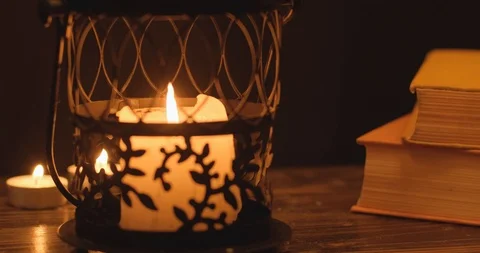 Background with  burning candles Stock Footage 123975872