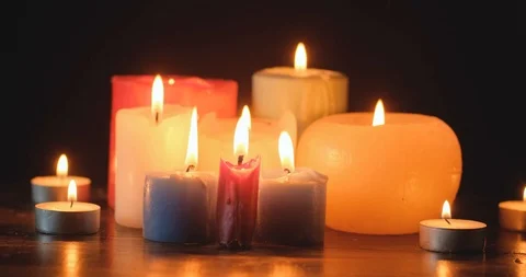 Background with  burning candles Stock Footage 123976642