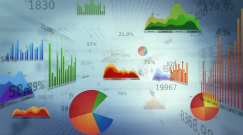 Background with business, financial data and diagrams. Dolly in. Loopable. White 스톡 동영상 22718183