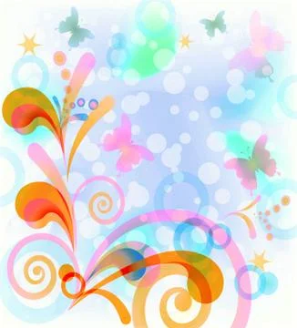 Background with butterflies and figures Stock Illustration