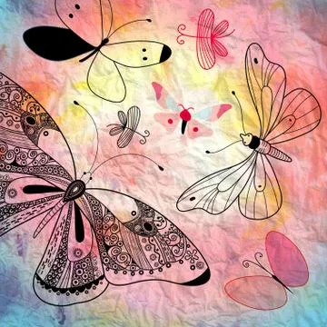 Background with butterflies graphics Stock Illustration