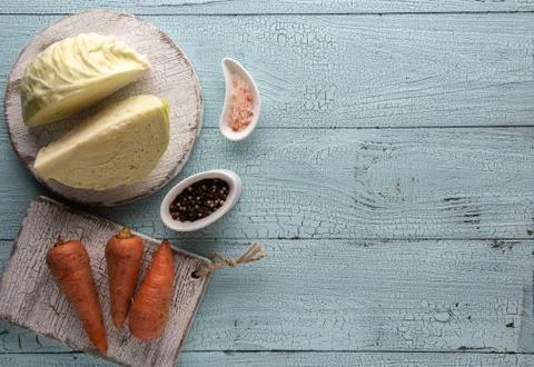 Background with cabbage fermenting ingredients Fotos Stock