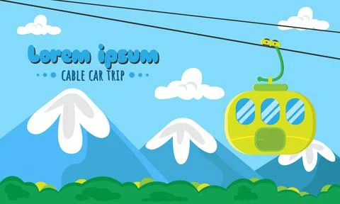 Background of cable car in the mountains with copy space area Stock Illustration