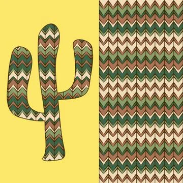 Background with cactus Stock Illustration
