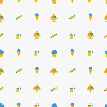 Background for cafe Seamless pattern with yellow signs for cafe on white b... Fotos de archivo